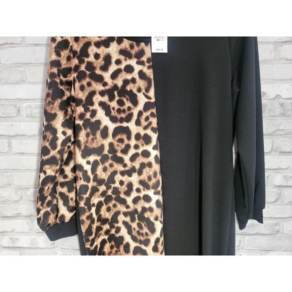 Ashley Stewart 14/16 Knit Colorblock Midi Dress Animal Print NEW Bodycon Cheetah - Picture 7 of 12